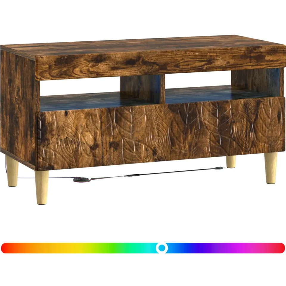 vidaXL LED tv-meubel Gerookt eiken Bewerkt hout Bruin