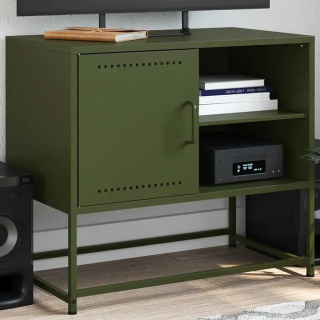 vidaXL Tv-meubel 68x39x60,5 cm staal olijfgroen, foto 2
