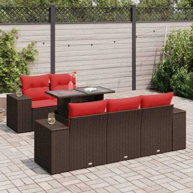 vidaXL 6-delige Loungeset met kussens poly rattan acacia bruin, foto 2