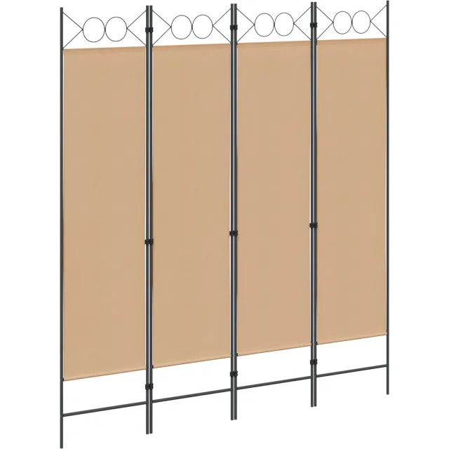 vidaXL 4-panelen roomdivider Beige 160 x 180 cm Stof