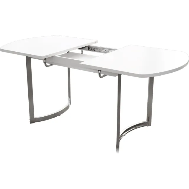 Merax Uitschuifbare Eettafel 140/180 x 80 cm – Moderne Stijl met Witte Tafelblad en Zilverkleurige Metalen Poten – Geschikt voor 4-6 Personen