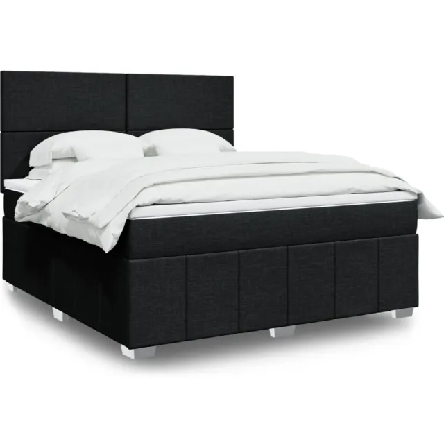 vidaXL Boxspring met matras stof zwart 180x200 cm