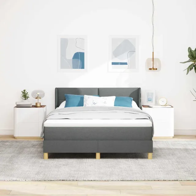 vidaXL Boxspringbed met hoofdeinde Donkergrijs 200 x 140 cm Stof