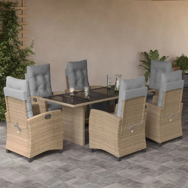 vidaXL 7-delige Tuinset met kussens poly rattan gemengd beige, foto 2