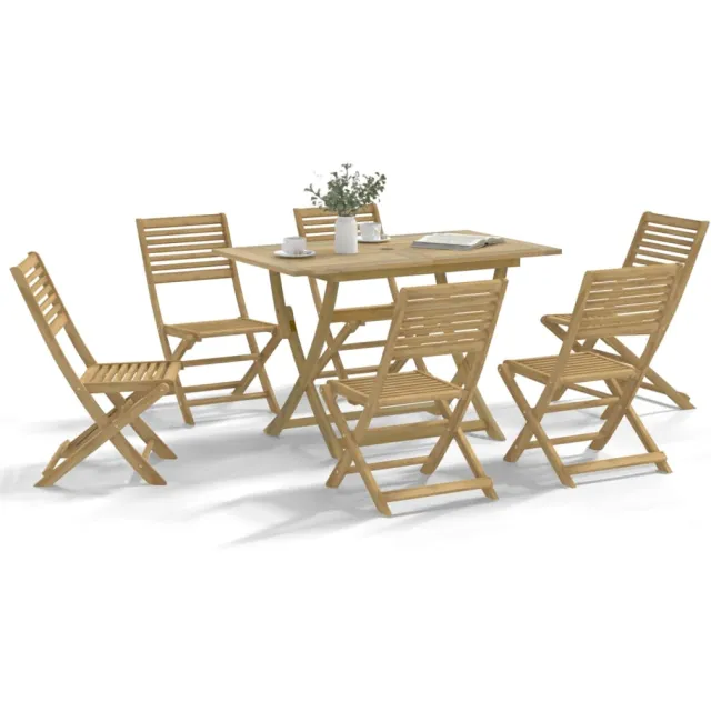 vidaXL 7-delige Tuinset massief acaciahout Bruin