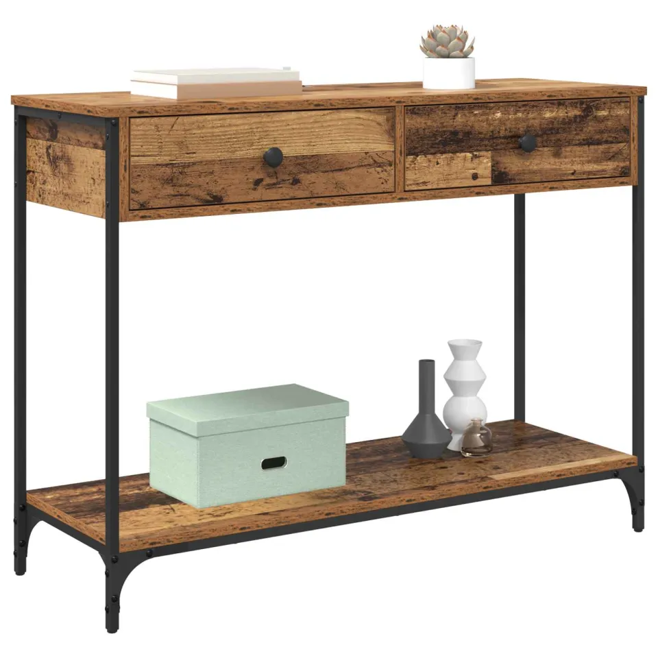 vidaXL Wandtafel Oud Hout 100 x 34,5 x 75 cm Bewerkt hout Bruin