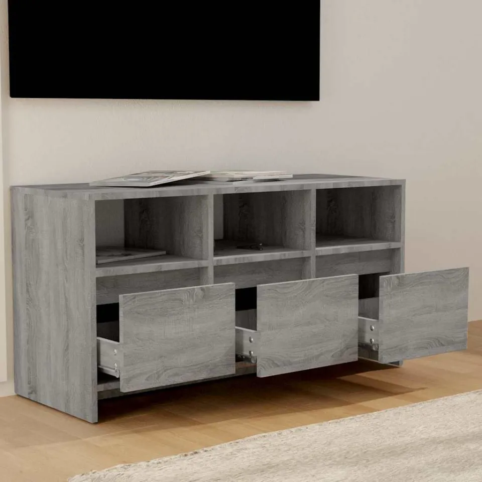 vidaXL Tv-meubel 102x37,5x52,5 cm bewerkt hout grijs sonoma eikenkleur, foto 3