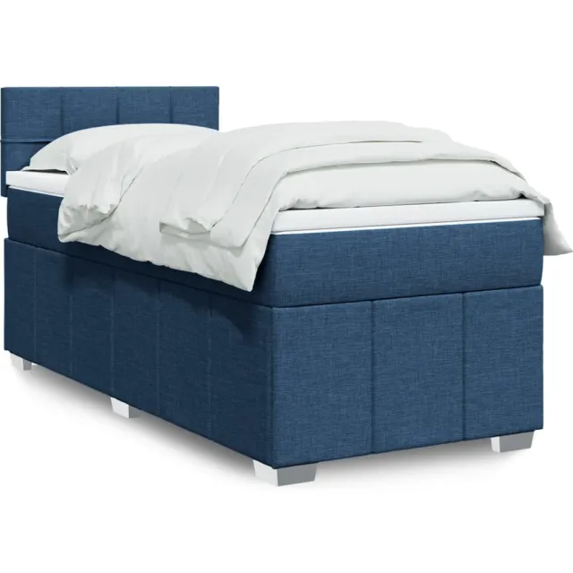 vidaXL Boxspring met matras stof blauw 100x200 cm