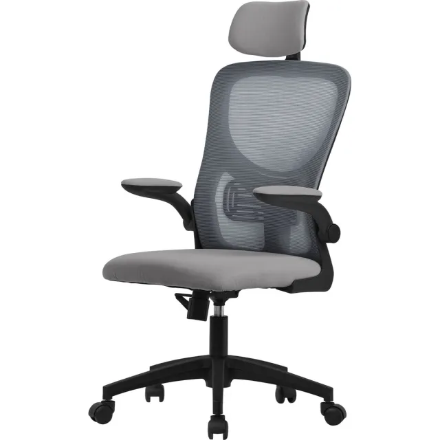 ml-design ergonomische bureaustoel, grijs, gemaakt van mesh, stoel met verstelbare hoofdsteun armleuningen, lendensteun, computerstoel met schommelfunctie 360° draaibare stoel met wielen gaming stoel Grijs, Zwart