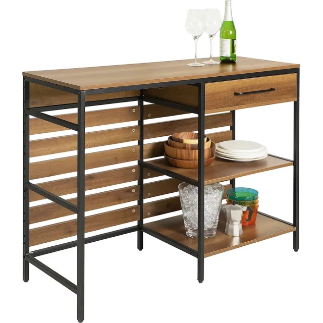 MARA Keukentafel - Opbergkast - Aanrecht met lade - Bruin - MDF - Staal - 120 x 45 x 90 cm