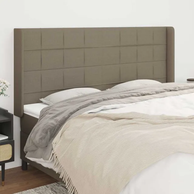 vidaXL Hoofdbord met randen 183x16x118/128 cm stof taupe