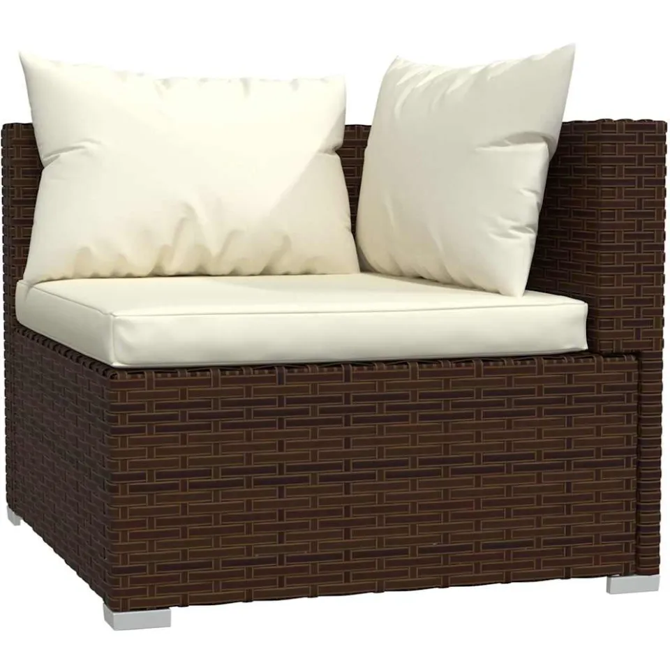 vidaXL 6-delige Loungeset met kussens poly rattan bruin, foto 3