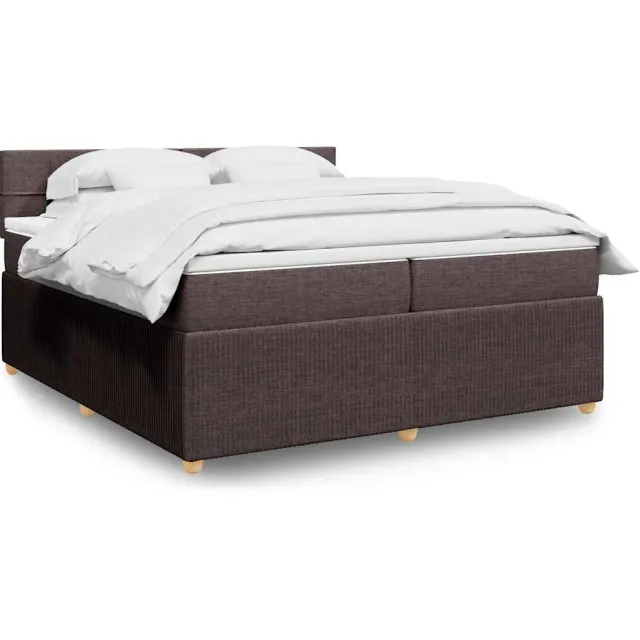 vidaXL Boxspring met matras stof donkerbruin 200x200 cm bruin