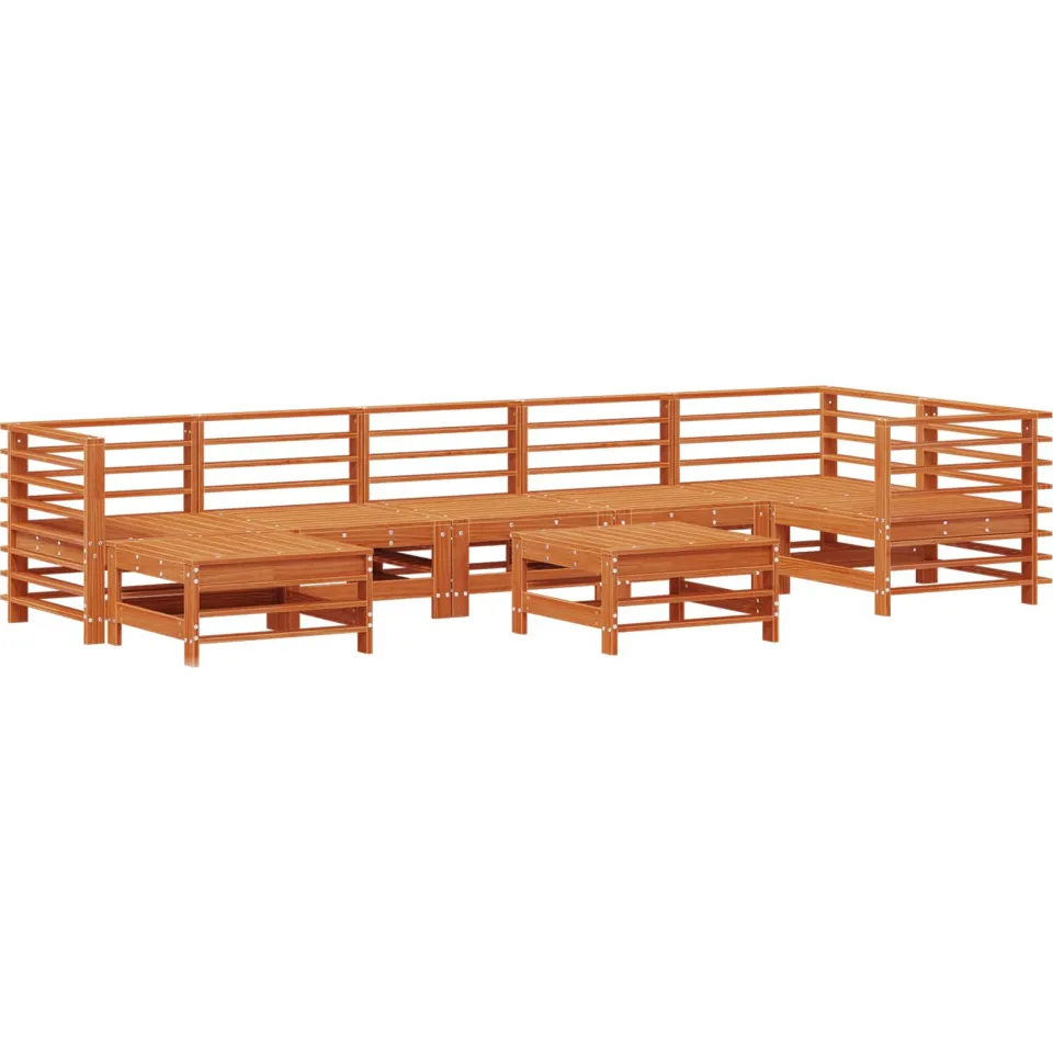vidaXL Tuin loungeset 8 st Wasbruin Massief grenenhout