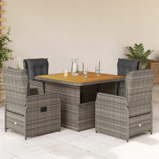 vidaXL 5-delige Tuinset met kussens poly rattan grijs, foto 2