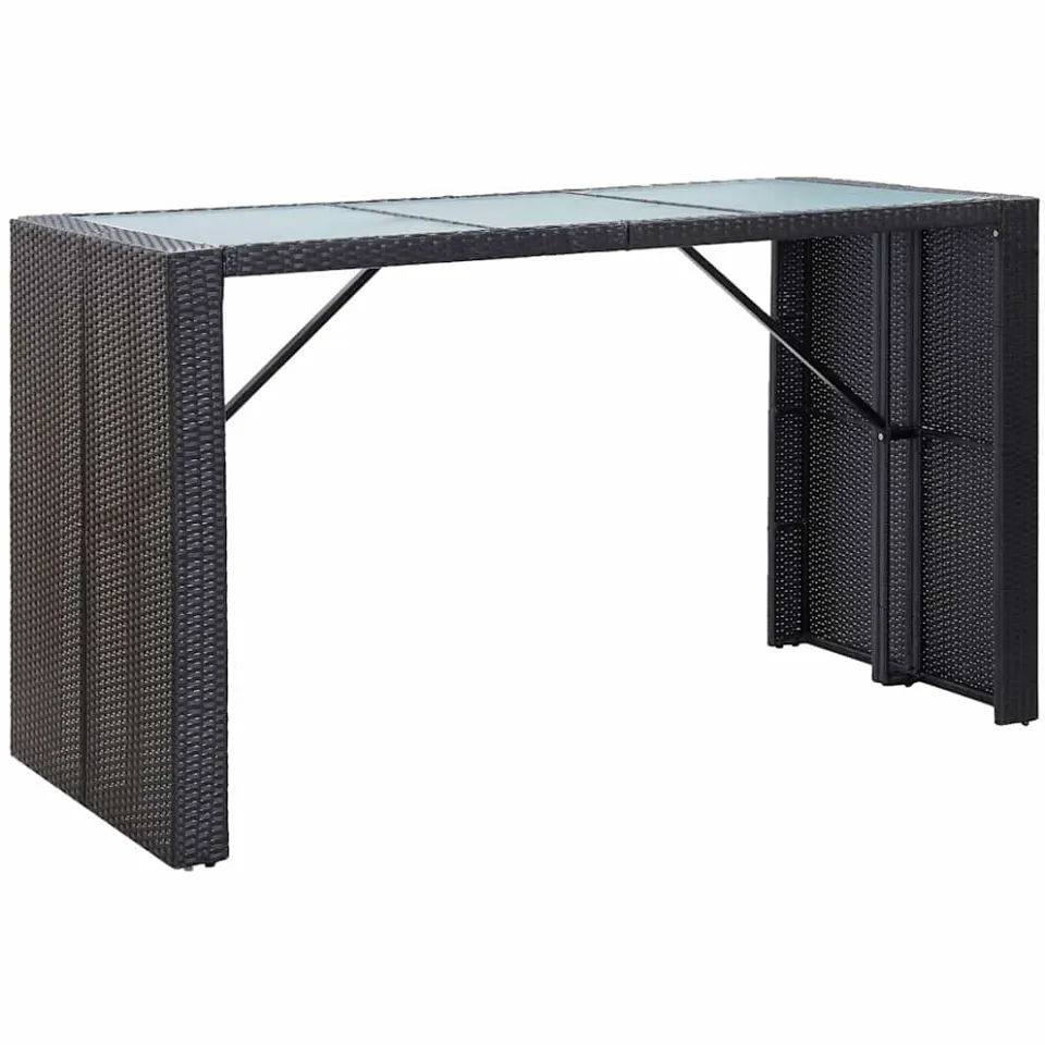 vidaXL 7-delige Tuinbarset met kussens poly rattan zwart, foto 2