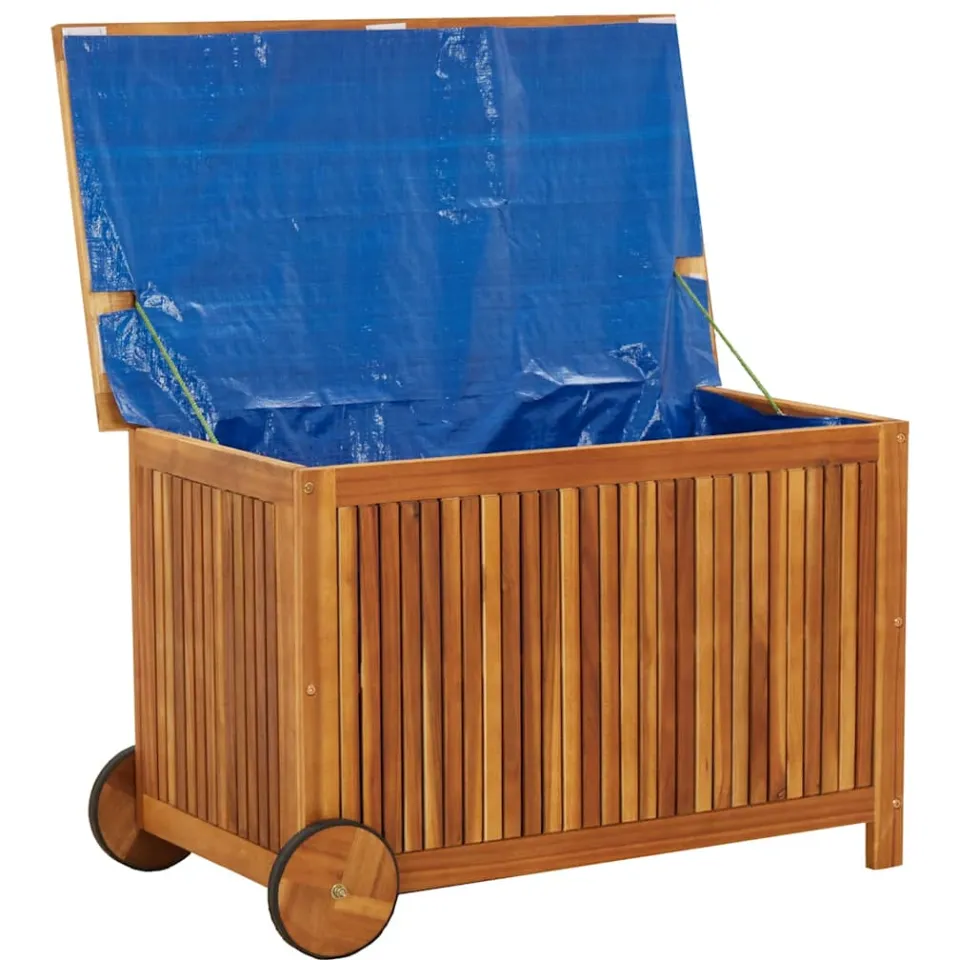vidaXL Tuinbox met wieltjes 90x50x58 cm massief acaciahout bruin, foto 4