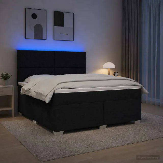 vidaXL Boxspringbed met matras met hoofdeinde Zwart 140 x 190 cm Stof