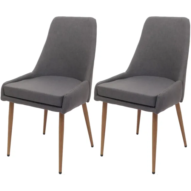 MCW Set van 2 eetkamerstoelen MCW-O27, keukenstoel gestoffeerde stoel, stof/textiel (280g/m²) metaal ~ donkergrijs