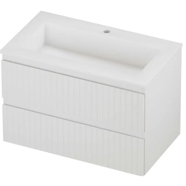 Proline Aristo Badmeubelset Polystone Elegant 1 Kraangat Gefreesd 80x46x54 cm Mat White Mat Wit