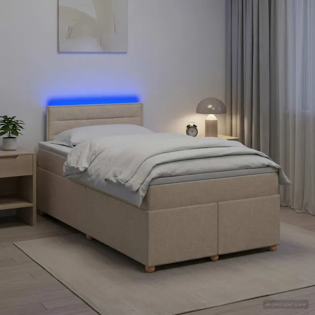 vidaXL Boxspringbed met matras Crèmekleurig 120 x 200 cm Stof