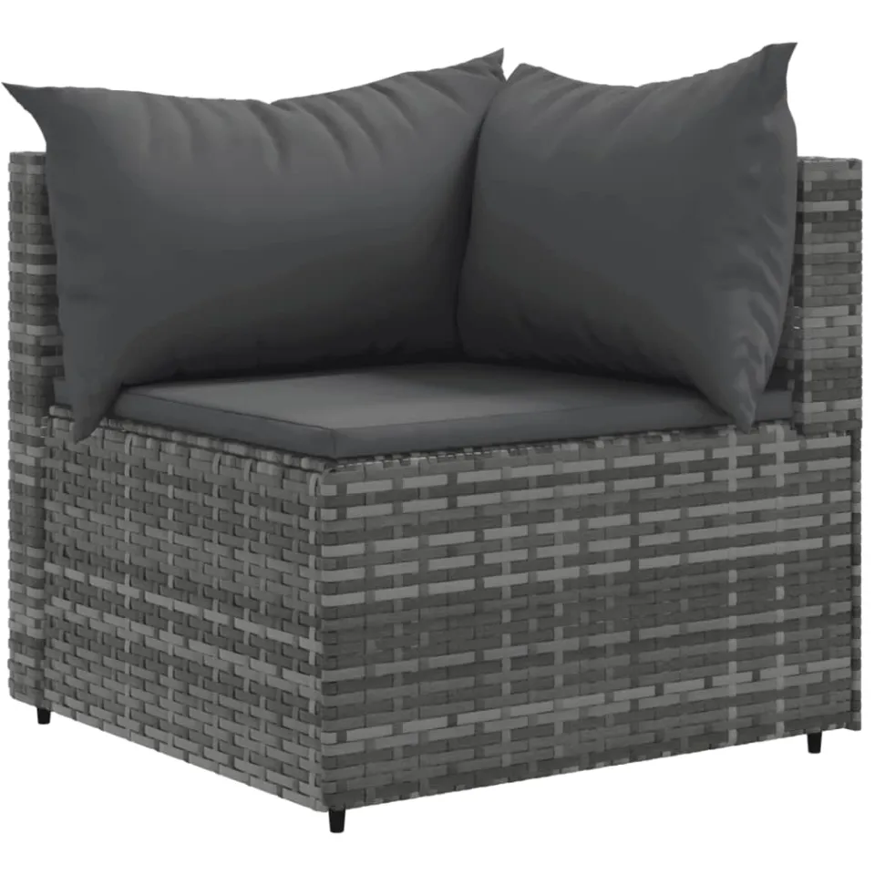 vidaXL 10-delige Loungeset met kussens poly rattan grijs, foto 3