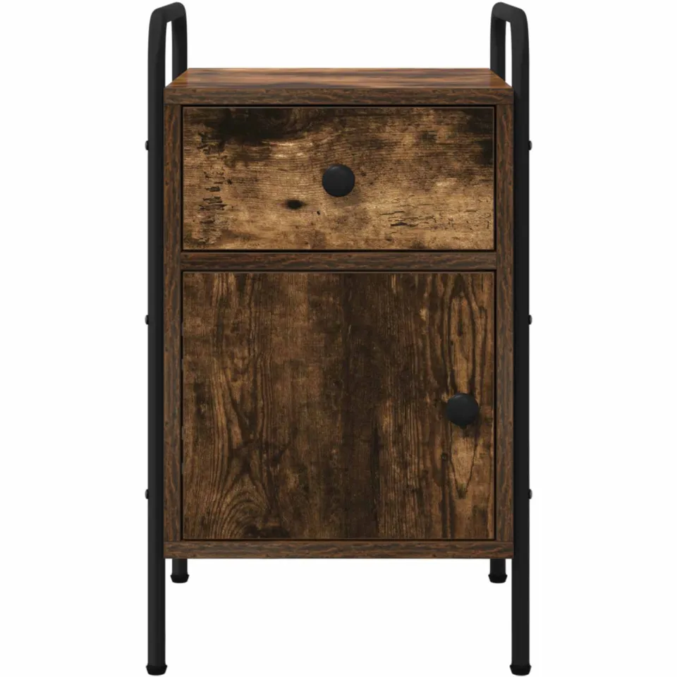 vidaXL Nachtkastje Gerookt eiken 35 x 36,5 x 61 cm Bewerkt hout, foto 3