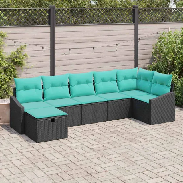 vidaXL Bankstel met kussen met opslag Zwart poly rattan, foto 2
