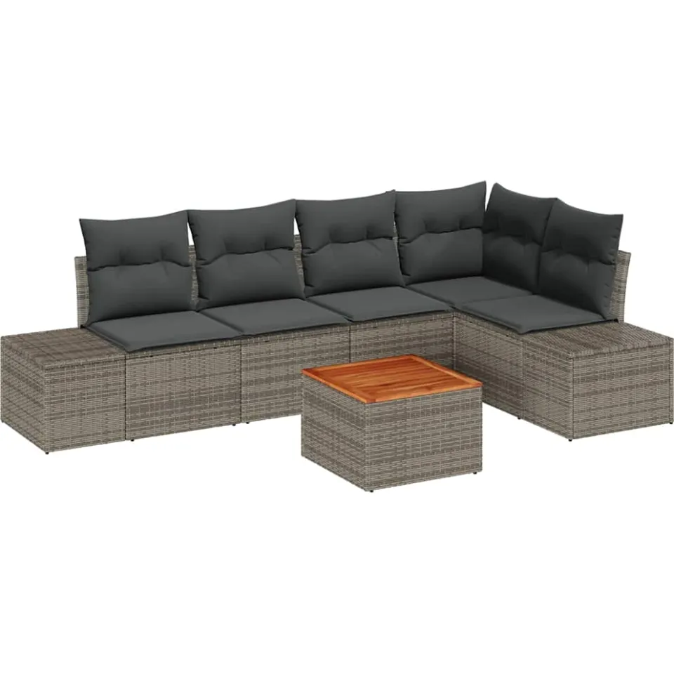 vidaXL Tuinbankenset 6 st Grijs poly rattan