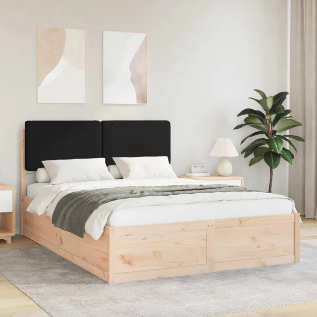 vidaXL Bedframe met Gevoerd Hoofdgedeelte Zwart 140 x 190 cm