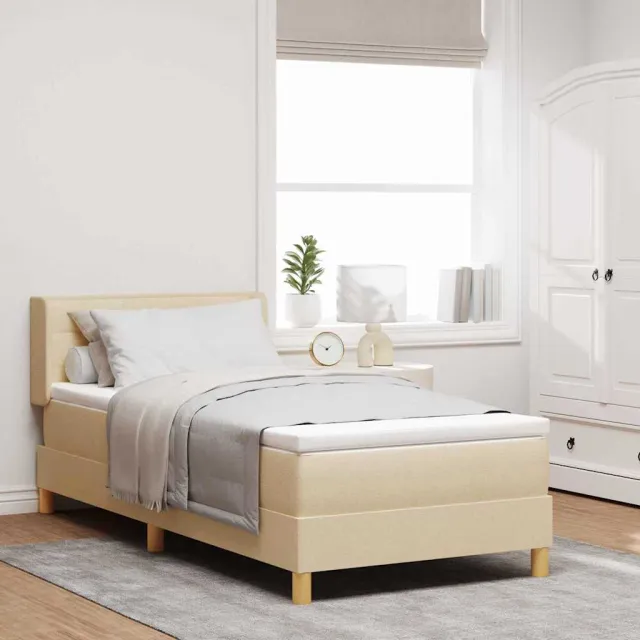 vidaXL Boxspringbed met matras met hoofdeinde Crème 200 x 100 cm Stof