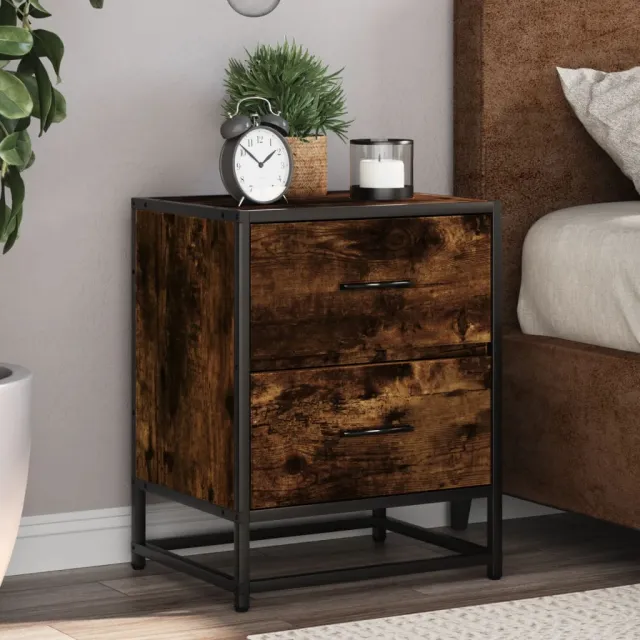 vidaXL Nachtkastjes 2 st 40x31x50 cm bewerkt hout gerookt eikenkleurig, foto 2