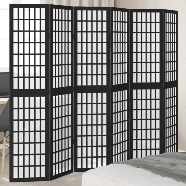 vidaXL Kamerscherm met 6 panelen massief paulowniahout zwart