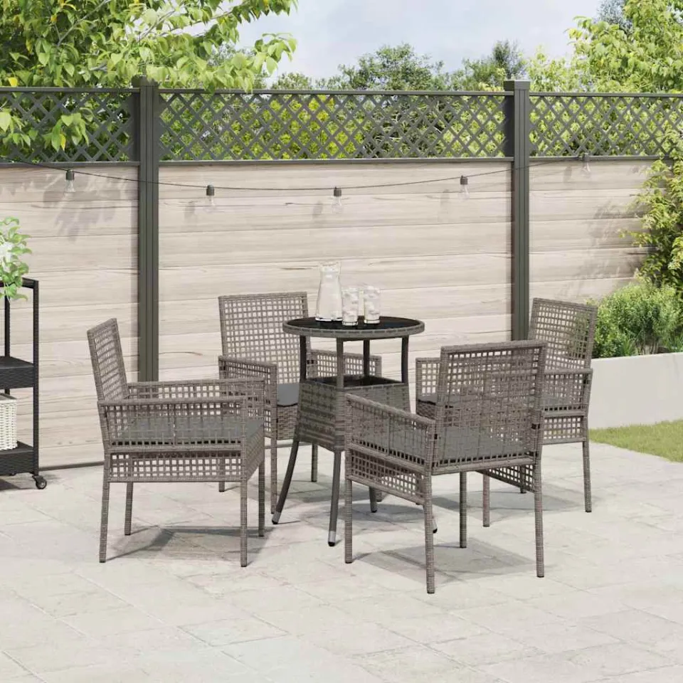 vidaXL Tuin eettafelset 5 st Grijs poly rattan, foto 4
