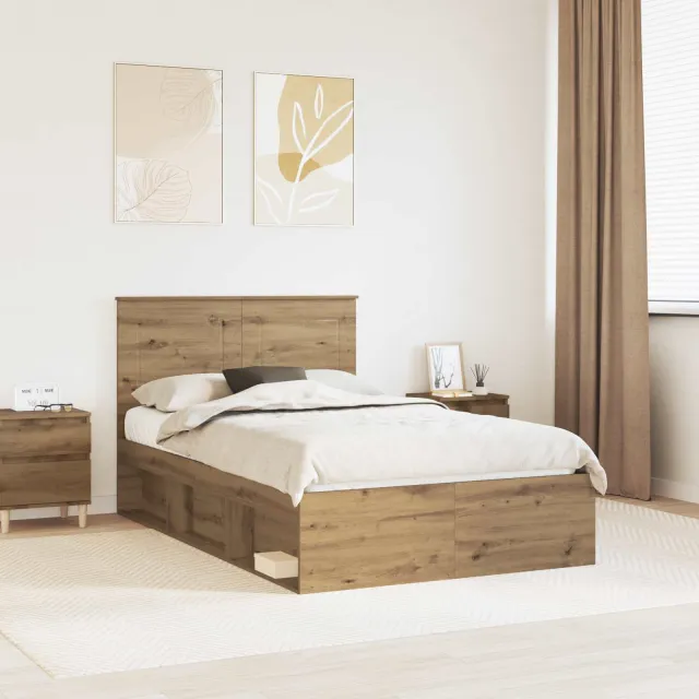 vidaXL Bedframe Ambachtelijk eiken 120 x 200 cm Massief grenenhout Bruin