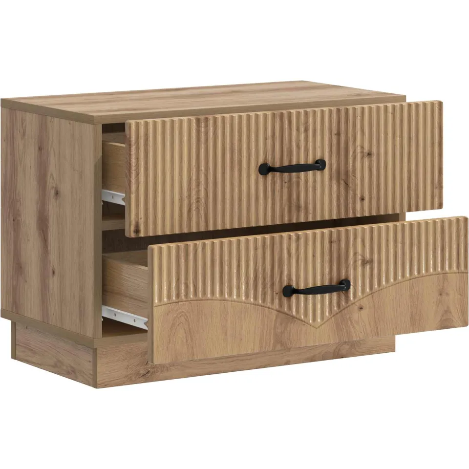 vidaXL Nachtkastje Artisanaal eiken 62 x 34,5 x 44,5 cm Bewerkt hout, foto 3