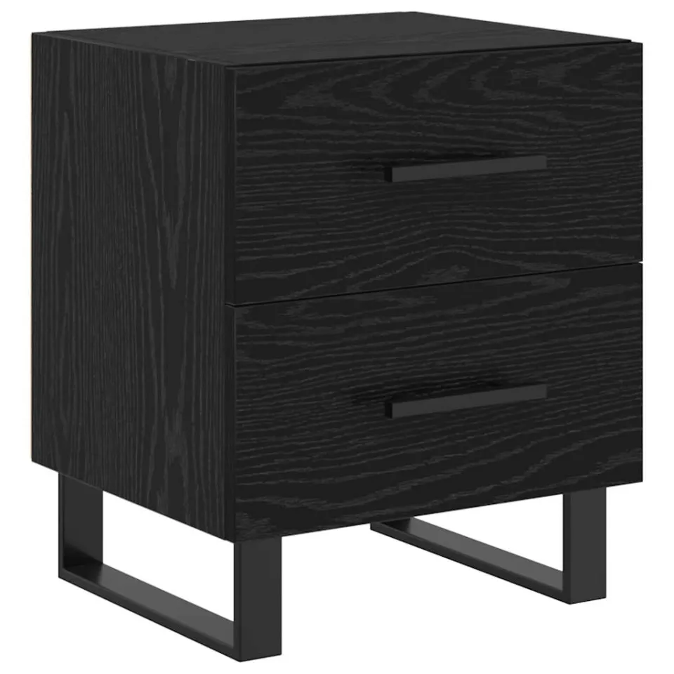 vidaXL Nachtkastje Zwart Eiken 40 x 35 x 47,5 cm Bewerkt hout, foto 3