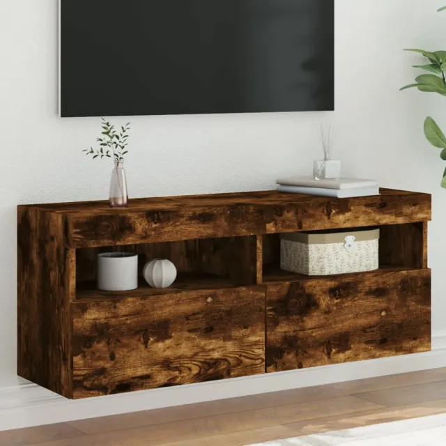 vidaXL Tv-wandmeubel met LED-verlichting 100x30x40 cm gerookt eiken Bruin