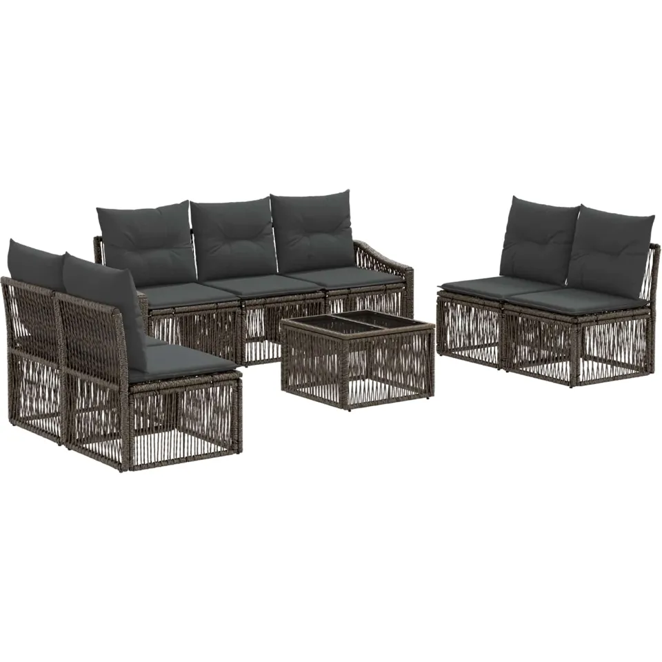vidaXL Tuinbankenset 8 st Grijs poly rattan, foto 3