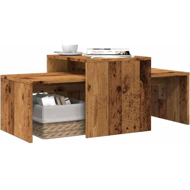vidaXL Salontafelset 100x48x40 cm bewerkt hout oud houtkleurig Bruin