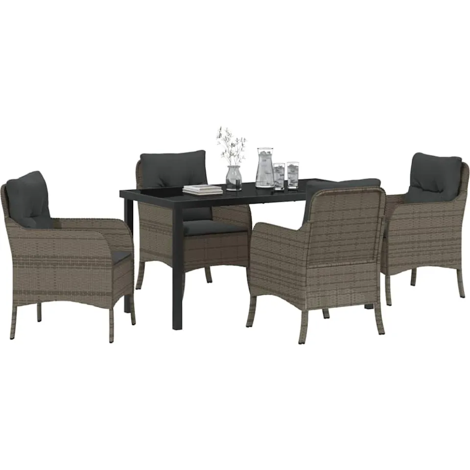 vidaXL Tuin eettafelset 5 st Grijs poly rattan