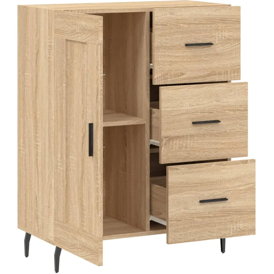 vidaXL Dressoir 69,5x34x90 cm bewerkt hout sonoma eikenkleurig, foto 4
