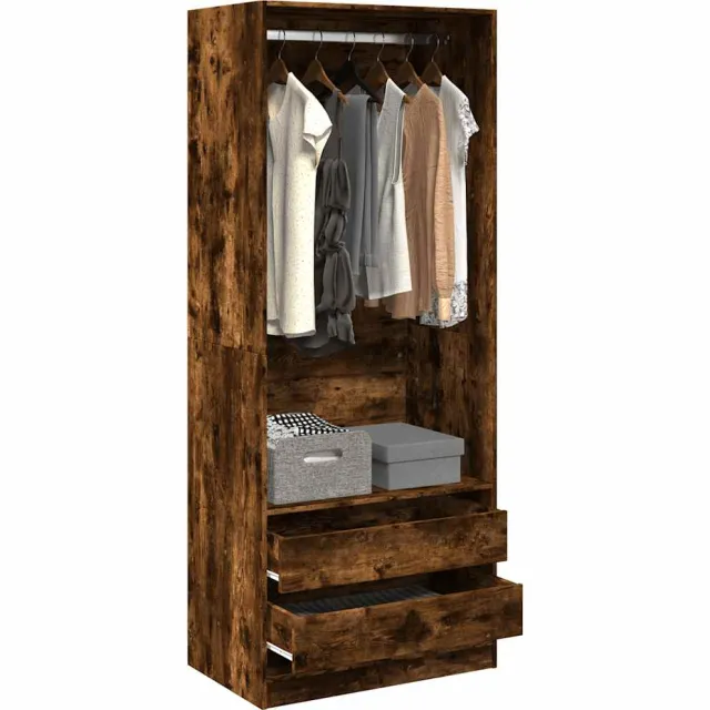 vidaXL Kledingkast 80x50x200 cm bewerkt hout gerookt eikenkleurig