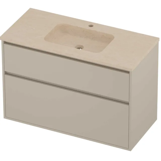 Proline Rollo Badmeubelset Hardsteen Elegant 2 Laden 100x46x67 cm Sand Stone Soft Linen Beige