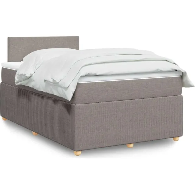 vidaXL Boxspring met matras stof taupe 120x190 cm