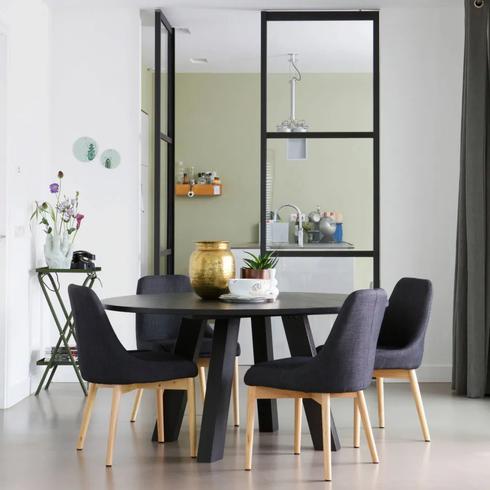 WOOOD Rhonda Eetkamertafel XL - Eiken - Blacknight - Ø150 cm, foto 3