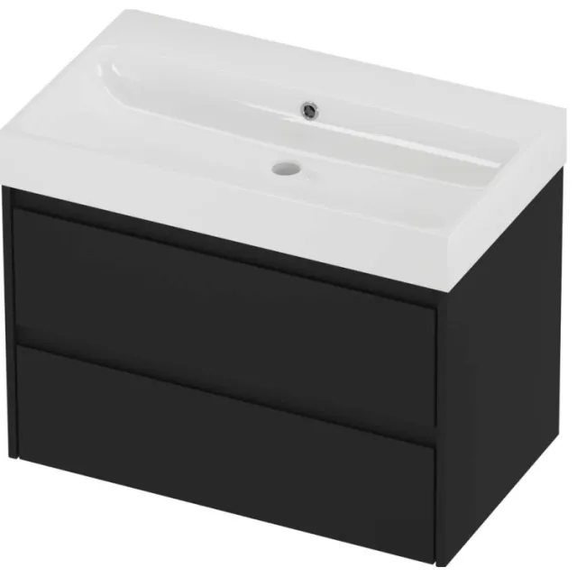 Proline Podium Badmeubelset Polystone Loft 80x46x62 cm Glans Wit Mat Zwart