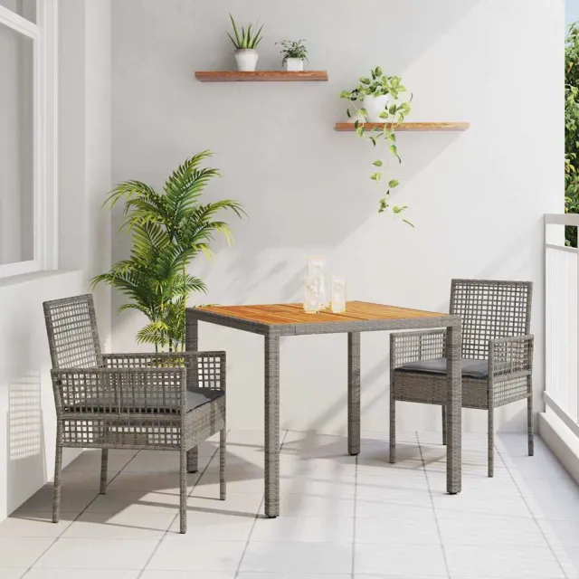 vidaXL Tuin eettafelset 3 st Grijs poly rattan, foto 2