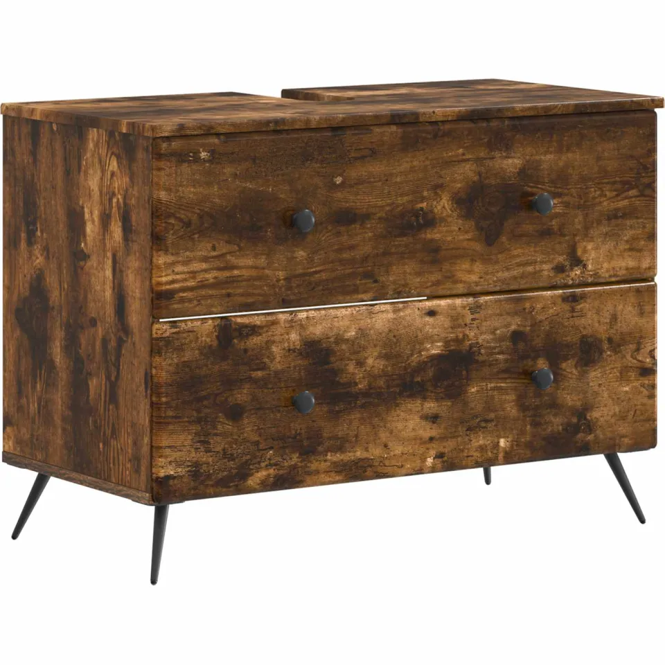 vidaXL Badkamer wastafelkast BREDA Gerookt eiken 82 x 41 x 59 cm, foto 3
