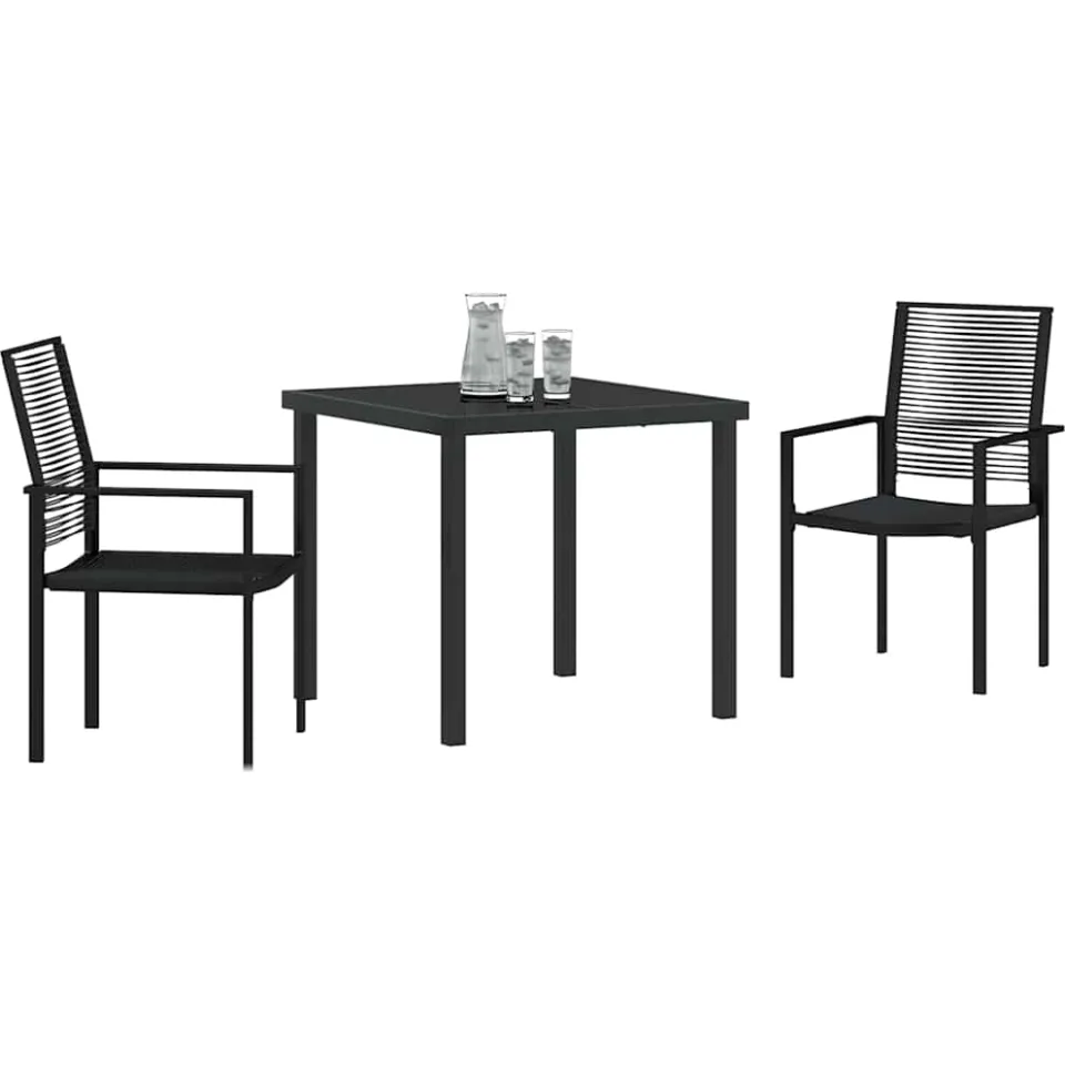 vidaXL Tuin eettafelset 3 st Zwart Gepoedercoat staal